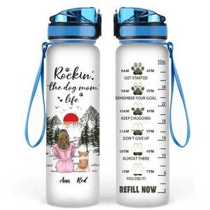 Personalized Water Tracker Bottle - Mother's Day Gift For Dog Mom - Upto 4 Dogs Sale Deals