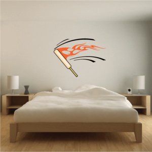 Swinging Flaming Cricket Bat Printed Die Cut Decal Clearance Manchester