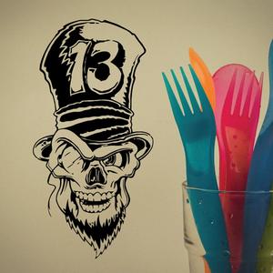 13 Top Hat Bearded Skull Decal Cheap Sale Shop For