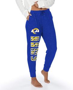 Zubaz NFL WOMENS LOS ANGELES RAMS MARLED RAMS BLUE SOFT JOGGER W/ VERTICAL GRAPHIC 100% Authentic