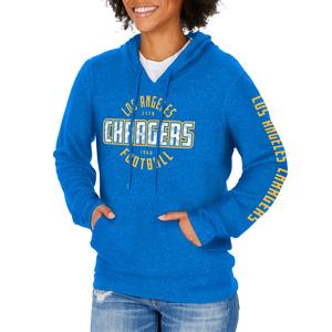 Zubaz Women's NFL LOS ANGELES CHARGERS WOMENS MARLED CHARGER BLUE SOFT HOOD W/ CIRCLE & SLEEVE GRAPHICS Large Sale Low Pice
