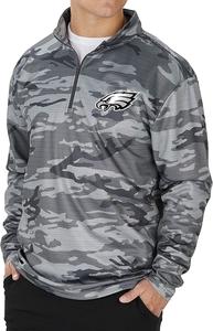 Zubaz Philadelphia Eagles NFL Men's Grey Tonal Camo 1/4 Zip Pullover Free Shipping Pay With Visa
