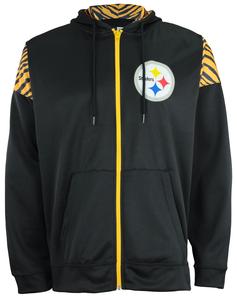Zubaz Pittsburgh Steelers NFL Men's Full Zip Hoodie with Zebra Print Details Buy Cheap Wholesale Pice