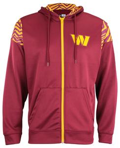 Zubaz Washington Commanders NFL Men's Full Zip Hoodie with Zebra Print Details Very Cheap