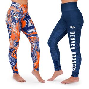 Zubaz NFL WOMENS DENVER BRONCOS 2 PACK LEGGINGS - NAVY BLUE/ORANGE SWIRL & TONAL NAVY BLUE SKIN FADE Extra Small Outlet Cheap Online