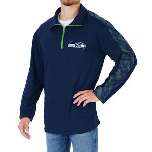 Zubaz NFL Men's Seattle Seahawks Elevated 1/4 Zip Pullover W/ Viper Print Accent Sale Affordable