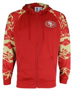 Zubaz NFL Men's San Francisco 49ers Performance Full Zip Hoodie with Lava Sleeves Manchester Sale Online