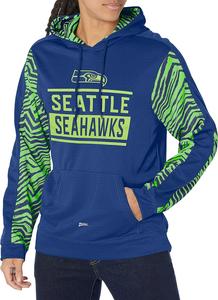 Zubaz NFL Men's Seattle Seahawks Team Color with Zebra Accents Pullover Hoodie Sale Enjoy