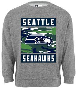 Zubaz NFL Men's Seattle Seahawks Heather Grey Camo Team Crewneck Sweatshirt Quality Free Shipping Low Pice