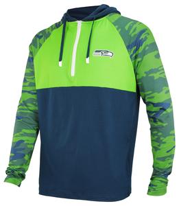 Zubaz NFL Men's Seattle Seahawks Team Color Block 1/4 Zip Hoodie W/ Camo Lines Get Authentic Sale Online