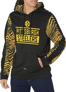 Zubaz NFL Men's Pittsburgh Steelers Team Color with Zebra Accents Pullover Hoodie Tumblr