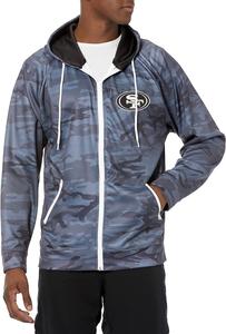Zubaz NFL Men's San Francisco 49ers Tonal Black Camo Full Zip Hoodie Buy Authentic Online