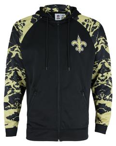 Zubaz NFL Men's New Orleans Saints Performance Full Zip Hoodie with Lava Sleeves Free Shipping Fashion Style
