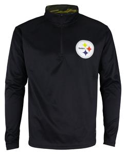 Zubaz NFL Men's Pittsburgh Steelers Camo Lines Collar 1/4 Zip Fleece Top, Black Discount Big Sale