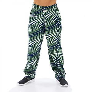 Zubaz NFL Men's Seattle Seahawks Classic Zebra Print Team Logo Pants Fast Delivery For Sale