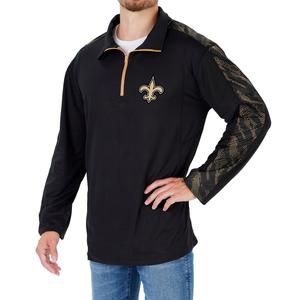 Zubaz NFL Men's New Orleans Saints Elevated 1/4 Zip Pullover W/ Viper Print Accent Outlet Free Shipping Authentic