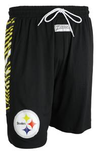 Zubaz NFL Men's Pittsburgh Steelers Team Logo Zebra Side Seam Shorts, Black Free Shipping Shop For