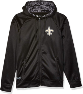 Zubaz NFL Men's New Orleans Saints Full Zip Digital Camo Hood Hoodie, Black Outlet Best Seller