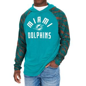 Zubaz NFL Men's Miami Dolphins Viper Print Pullover Hooded Sweatshirt Countdown Package