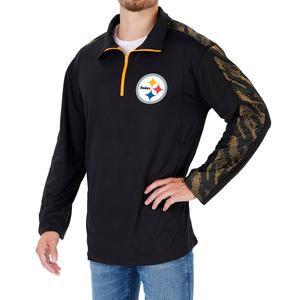 Zubaz NFL Men's Pittsburgh Steelers Elevated 1/4 Zip Pullover W/ Viper Print Accent New Online