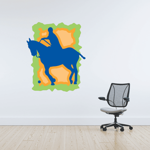 Blue Orange and Green Polo Rider Sticker For Sale For Sale