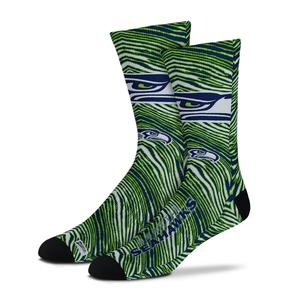 Zubaz By For Bare Feet NFL Zubified Adult and Youth Dress Socks, Seattle Seahawks, Large Outlet Supply