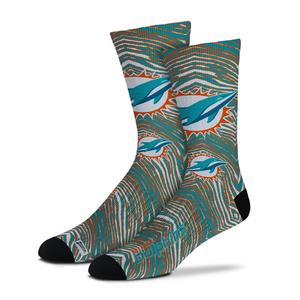 Zubaz By For Bare Feet NFL Zubified Adult and Youth Dress Socks, Miami Dolphins, Large Clearance Exclusive