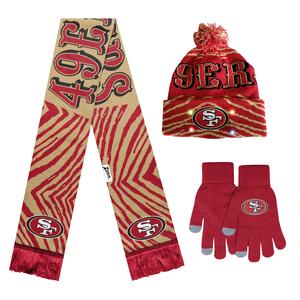 FOCO X Zubaz NFL Collab 3 Pack Glove Scarf & Hat Outdoor Winter Set, San Francisco 49ers Popular Sale Online