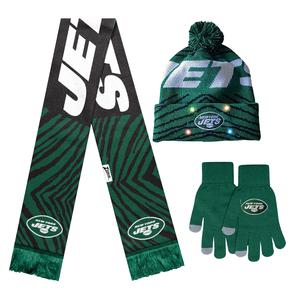 FOCO X Zubaz NFL Collab 3 Pack Glove Scarf & Hat Outdoor Winter Set, New York Jets Cheap Sale 100% Original