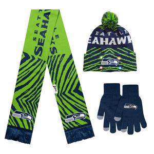 FOCO X Zubaz NFL Collab 3 Pack Glove Scarf & Hat Outdoor Winter Set, Seattle Seahawks Sale Online Online