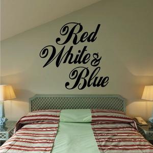 Red White and Blue Script Text Decal Cheap Best Store To Get