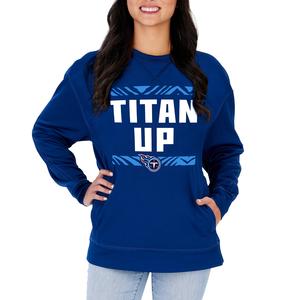 Zubaz NFL Women's Tennessee Titans Team Color & Slogan Crewneck Sweatshirt Buy Cheap How Much