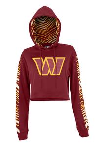 Zubaz NFL Women's Washington Commanders Zebra Team Logo Crop Top Hoodie 2025 Unisex For Sale