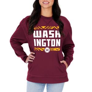 Zubaz NFL Women's Washington Football Team Color & Slogan Crewneck Sweatshirt Outlet Choice