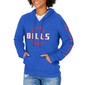 Zubaz Women's NFL BUFFALO BILLS WOMENS MARLED ROYAL BLUE SOFT HOOD W/ CIRCLE & SLEEVE GRAPHICS Free Shipping Best Seller