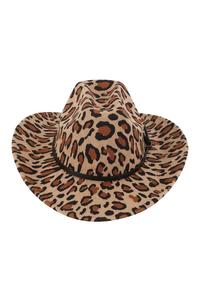 Leopard Print Fedora Hat with Leather Band Brown - Pack of 6 Limited Edition Sale Online