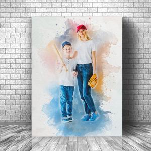 Gift For Baseball Mom, Christmas Birthday Gift For Mom Canvas, Personalized Baseball Mom & Son Portrait 2025 Unisex