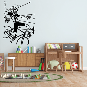 Falling Cyclist off Bike Cartoon Decal Discount Visit New