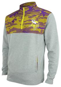 Zubaz NFL Men's Minnesota Vikings 1/4 Zip Fleece Pullover With Camo Lines Free Shipping Popular