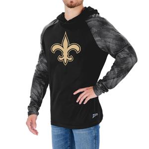 Zubaz NFL Men's New Orleans Saints Pullover Hoodie W/ Viper Print Sleeves Marketable For Sale