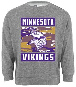 Zubaz NFL Men's Minnesota Vikings Heather Grey Camo Team Crewneck Sweatshirt Outlet Online Shop