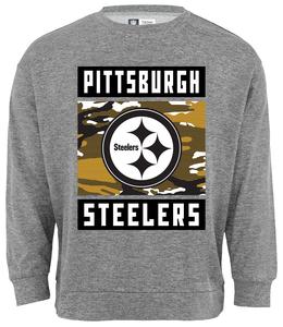 Zubaz NFL Men's Pittsburgh Steelers Heather Grey Camo Team Crewneck Sweatshirt Outlet Online