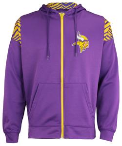 Zubaz NFL Men's Minnesota Vikings 2-Color Zebra Accent Full Zip Fleece Hoodie For Sale Online