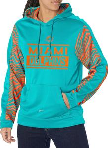 Zubaz NFL Men's Miami Dolphins Team Color with Zebra Accents Pullover Hoodie Original For Sale