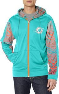 Zubaz NFL MEN'S MIAMI DOLPHINS TEAM COLOR FULL ZIP HOOD W/ 2-COLOR ZEBRA ACCENTS Outlet Amazon