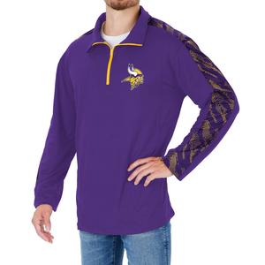Zubaz NFL Men's Minnesota Vikings Elevated Viper Print Accent 1/4 Zip Pullover Sale 100% Guaranteed