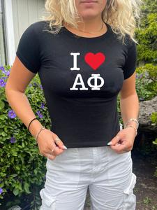 Alpha Phi I Heart NY Sorority Baby Tee Crop Top Buy Cheap Sast