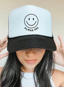 Alpha Phi Smile Trendy Foam Trucker Hat Choice Cheap Pice