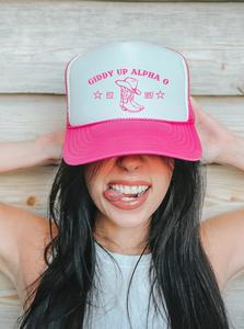Alpha Omicron Pi Trendy Western Trucker Hat Free Shipping For Sale