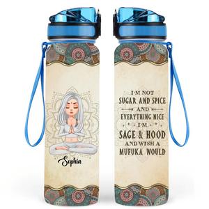 Custom Personalized Yoga Water Tracker Bottle - Gift Idea For Birthday/ Yoga Lover - I'm Sage & Hood and Wish A Mufuka Would Cheap Sale Low Pice